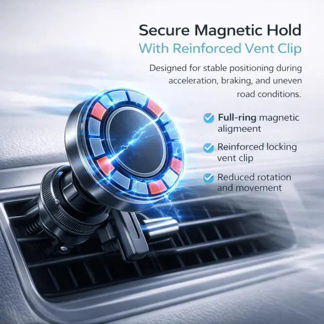 Alt view image 5 of 7 - Magnetic Car Phone Holder for MagSafe, Air Vent Phone Mount 360° Rotation, Strong Magnet Cell Phone Holder for Car for iPhone 17 16 15 14 13 12 Pro Max, Samsung Galaxy, Google Pixel