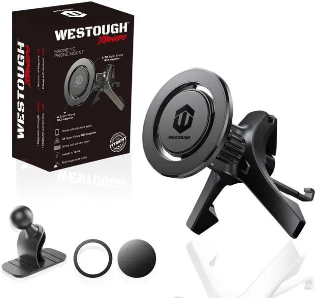 Main image of MagSafe Car Mount, Magnetic Car Phone Holder for Vent & Dashboard, 360° Rotating Magnetic Phone Mount for Car Compatible with iPhone 16/15/14/13/12 Pro Max & Android, Military Grade