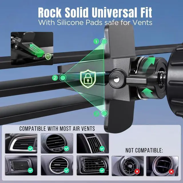 Alt view image 5 of 7 - Magnetic Car Phone Mount Air Vent Holder wtih Metal Ring