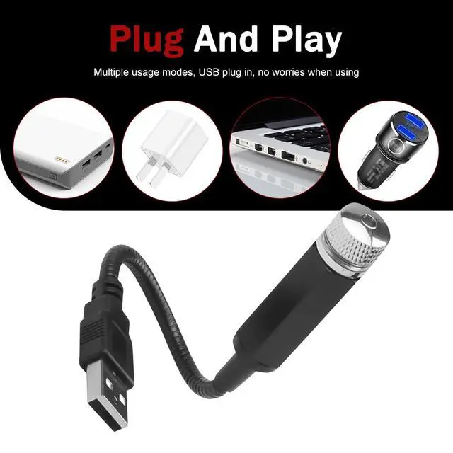 Alt view image 4 of 6 - 1PC USB Star Projector Night Light for Car Interior, Portable Adjustable Starry Night Light, Universal for Most Car Ceiling, Bedroom, Wall, Party (Red)