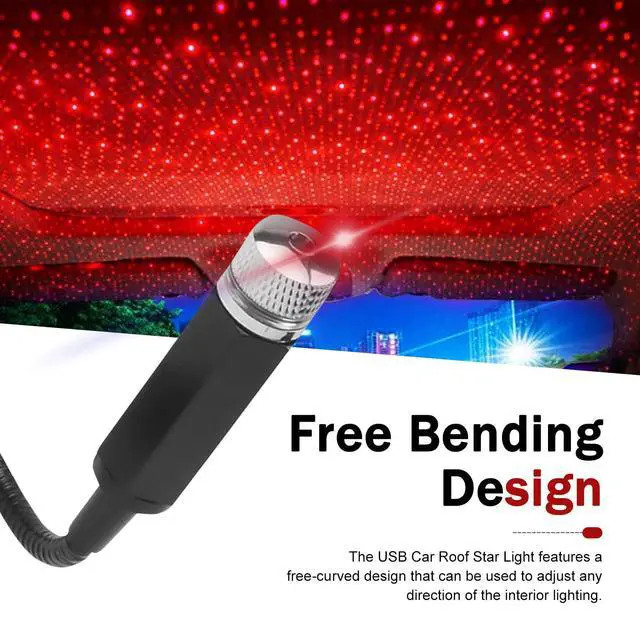 Alt view image 6 of 6 - 1PC USB Star Projector Night Light for Car Interior, Portable Adjustable Starry Night Light, Universal for Most Car Ceiling, Bedroom, Wall, Party (Red)