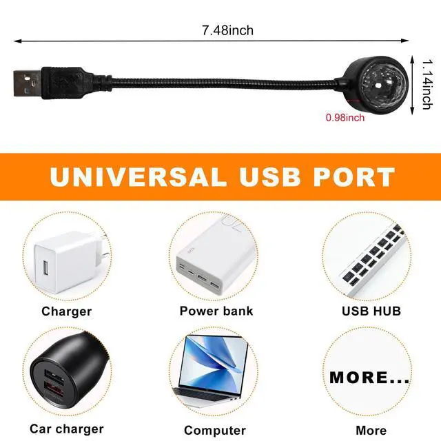 Alt view image 2 of 6 - USB Star Night Light Projector, Portable Car Roof Sound Activated Atmosphere Lamp, Adjustable Auto Interior Atmosphere Decorative Light for Vehicle, Bedroom, Ceiling, Party