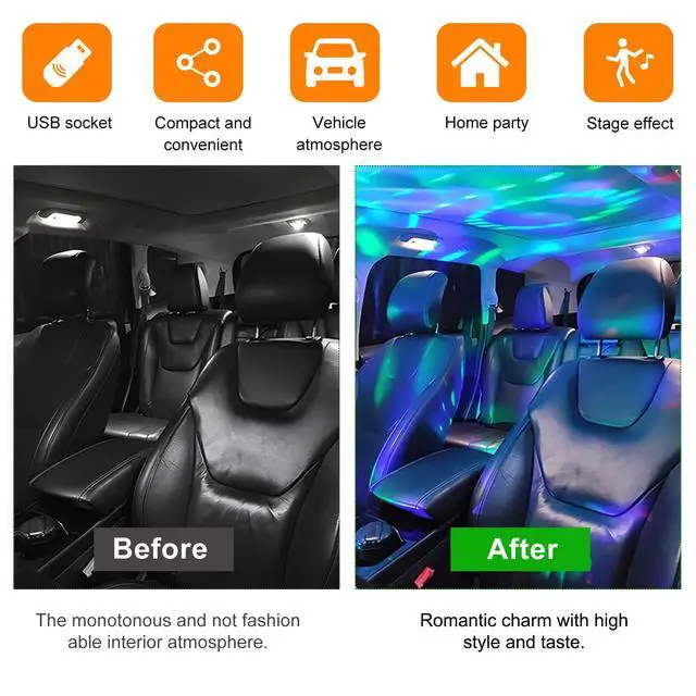 Alt view image 5 of 6 - USB Star Night Light Projector, Portable Car Roof Sound Activated Atmosphere Lamp, Adjustable Auto Interior Atmosphere Decorative Light for Vehicle, Bedroom, Ceiling, Party