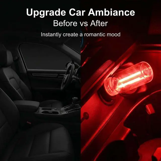 Alt view image 3 of 7 - 2 PCS Car USB Night Light Bulb, USB Touch Light for Cars, Car Lights Interior, Portable Mini Glass Bottle LED Bulb Night Lights for Vehicle Bedroom Hallway Camping Holiday Decoration (Red)