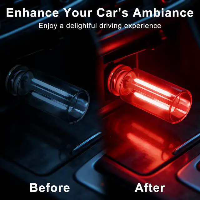 Alt view image 3 of 7 - 2 Packs USB Light for Car, Touch Dimmable Car Interior Ambient Lights - Portable Mini USB LED Light Bulb, Retro Glass Bottle Night Light for Vehicle, Bedroom, Hallway, Camping (Red)