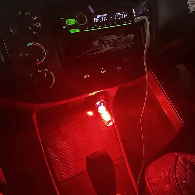 Alt view image 2 of 7 - 2 PCS Car USB Night Light Bulb, Touch Dimmable Car Interior Ambient Lights, Mini Retro Glass Bottle LED Lamp, Plug-in USB Mood Light for Vehicle, Bedroom, Camping(Red)