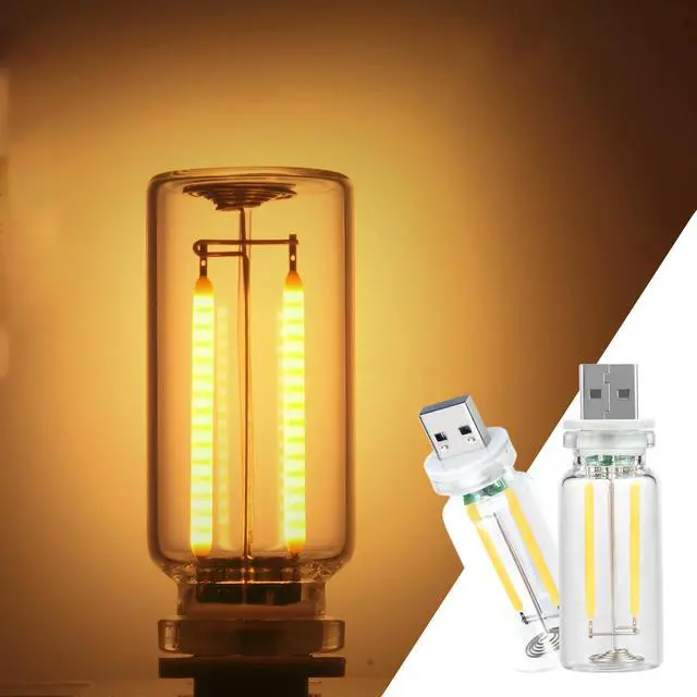 Main image of 2 Pack Car LED Lights Interior, USB Light for Car Decor & Bedroom, Touch Dimmable Ambient Lighting, Mini Glass Bottle Night Light for Camping Gifts-Yellow