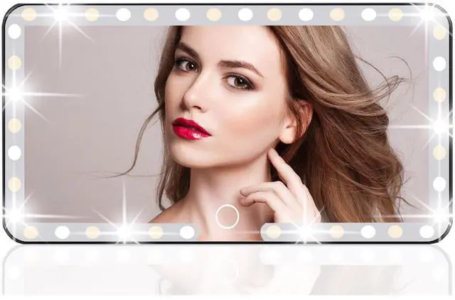 Main image of Car Visor Vanity Mirror, 3 Light Modes & 60 LEDs, Rechargeable Dimmable Touch Screen Travel Makeup Mirror,Universal for Truck SUV-Car Accessories Essentials for WomenBlack