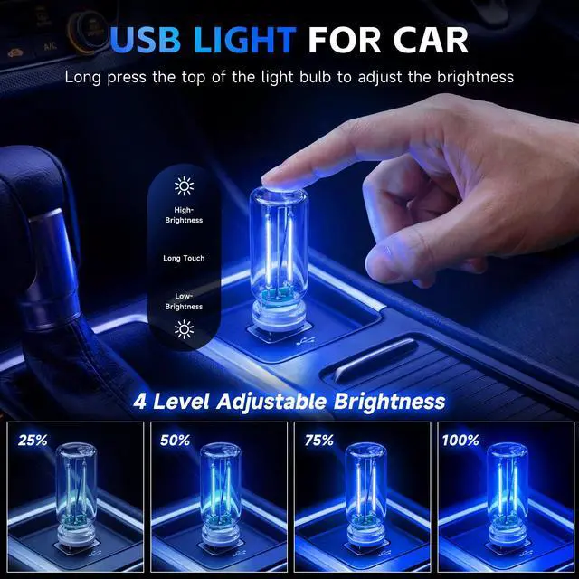 Alt view image 3 of 7 - Mini USB Night Light Bulb for Car, 2PCS