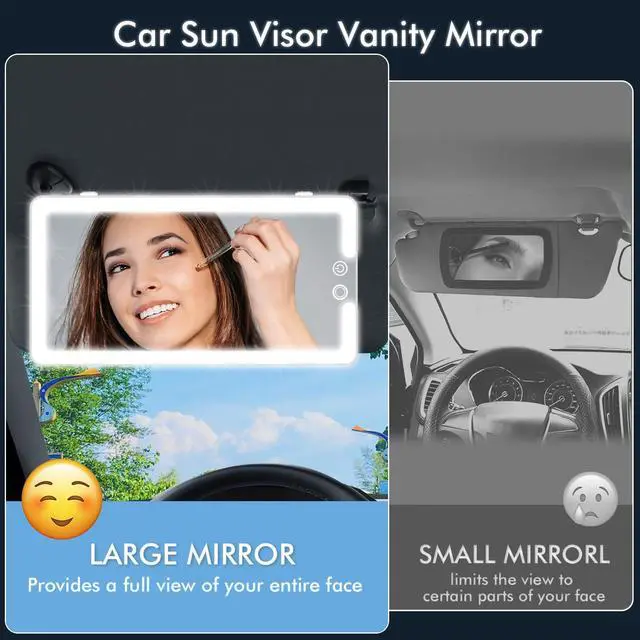 Alt view image 7 of 7 - Led Car Sun Visor Vanity Mirror, Large Interior Mirrors with Lights, Dimmable Light up Vanity Makeup Mirror for Car,Rechargeable Rearview Mirrors for Sun Visor (White)