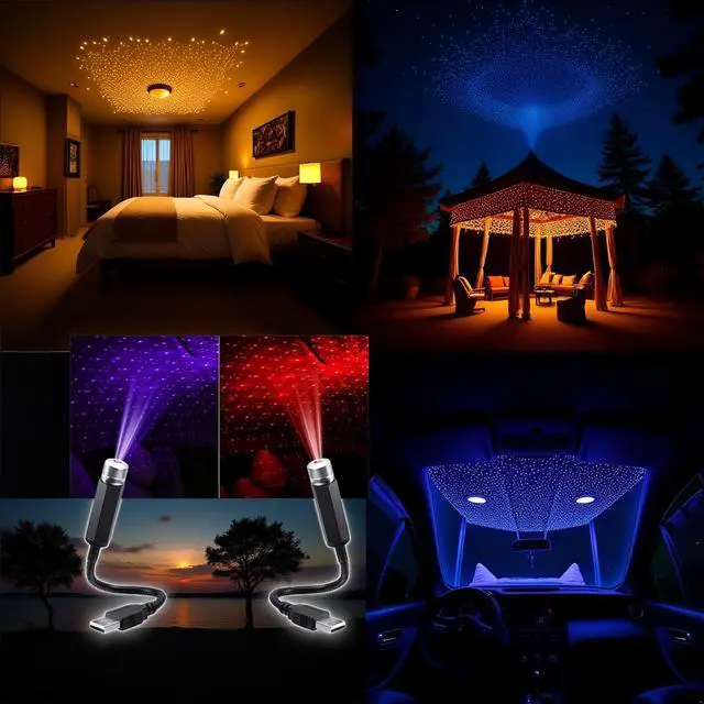 Alt view image 2 of 7 - Car Roof Star Night Lights Mini Led Projection Lamp,2 Pcs Mini Led Projection Lamp Star Night Wedding Car, USB Roof Projector Night Light, Ceiling, Bedroom, Party Romantic