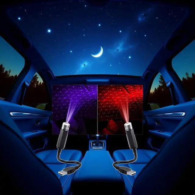 Alt view image 4 of 7 - Car Roof Star Night Lights Mini Led Projection Lamp,2 Pcs Mini Led Projection Lamp Star Night Wedding Car, USB Roof Projector Night Light, Ceiling, Bedroom, Party Romantic