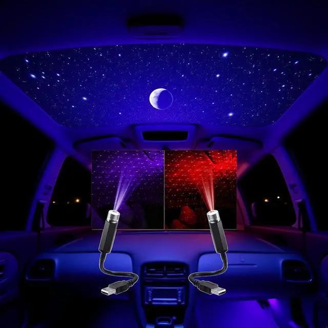 Alt view image 6 of 7 - Car Roof Star Night Lights Mini Led Projection Lamp,2 Pcs Mini Led Projection Lamp Star Night Wedding Car, USB Roof Projector Night Light, Ceiling, Bedroom, Party Romantic