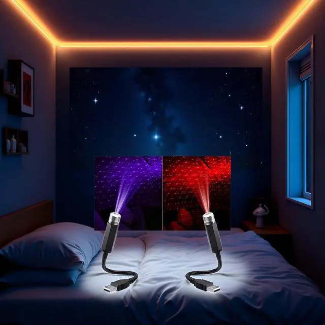 Alt view image 7 of 7 - Car Roof Star Night Lights Mini Led Projection Lamp,2 Pcs Mini Led Projection Lamp Star Night Wedding Car, USB Roof Projector Night Light, Ceiling, Bedroom, Party Romantic