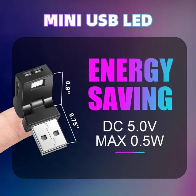 Alt view image 5 of 6 - 2 Pcs Mini USB LED Light Car LED Interior Lighting 5v RGB Foldable Ambient Lighting Adjustable 8 Color and Brightness Smart USB Night Lamp for Cars Laptop Keyboard (USB-A)
