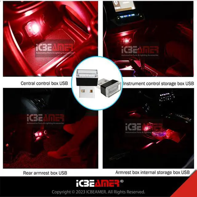 Alt view image 6 of 7 - Mini USB LED Light 1-Pack (Red) | Direct Plug-in Miniature/Nano Car Interior Ambient Accent Lighting Kit, Universal Fit for Auto Interior and Trunk