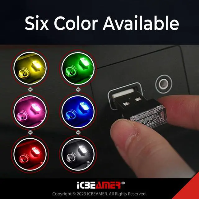 Alt view image 5 of 7 - Mini USB LED Light 1-Pack (Red) | Direct Plug-in Miniature/Nano Car Interior Ambient Accent Lighting Kit, Universal Fit for Auto Interior and Trunk