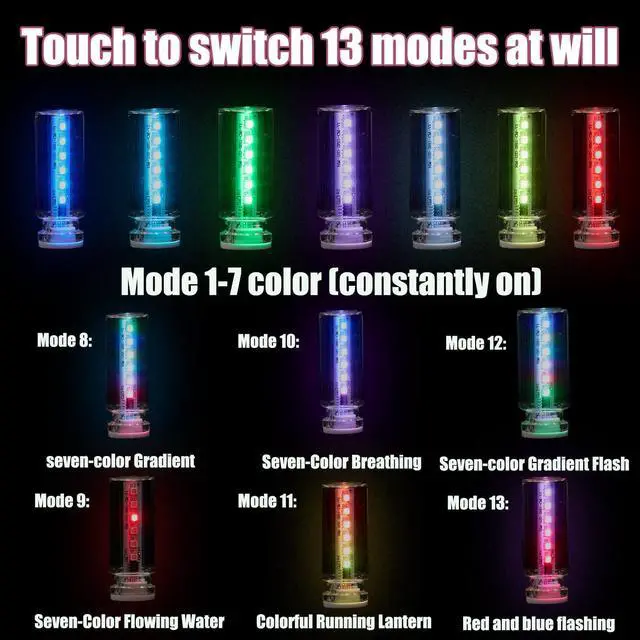 Alt view image 2 of 7 - 13 in 1 Car USB Night Light, Touch Adjustment Interior Car Lights, Portable Mini Glass Bottle LED Bulb Night Lights for Car, Camping, Party, Holiday Decoration, Bedroom, Desktop