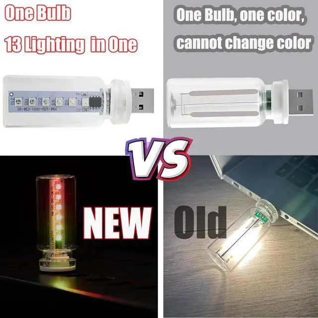 Alt view image 5 of 7 - 13 in 1 Car USB Night Light, Touch Adjustment Interior Car Lights, Portable Mini Glass Bottle LED Bulb Night Lights for Car, Camping, Party, Holiday Decoration, Bedroom, Desktop