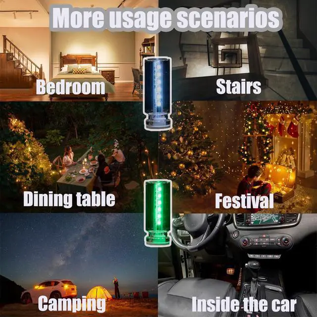 Alt view image 6 of 7 - 13 in 1 Car USB Night Light, Touch Adjustment Interior Car Lights, Portable Mini Glass Bottle LED Bulb Night Lights for Car, Camping, Party, Holiday Decoration, Bedroom, Desktop