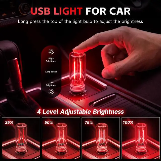 Alt view image 3 of 7 - Mini USB Night Light Bulb for Car, 2PCS