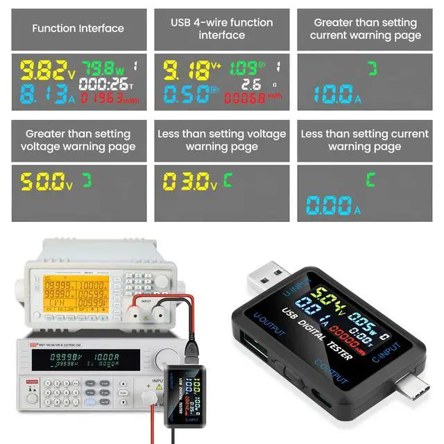 Alt view image 5 of 7 - USB and Type-C Tester - Multi-Functional Digital Tester for DC 4.5-36V, 0-8A Current and Voltage Meter, Supports Multiple Fast Charging Protocols