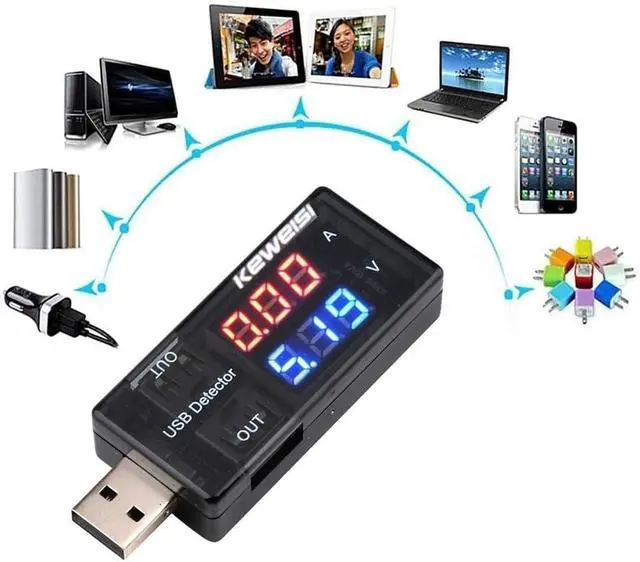 Alt view image 2 of 6 - USB Power Meter, USB Current Meter, 3-9V 0-5A Voltage Tester Multimeter, LCD Digital Multimeter Current Tester Voltage Detector, USB Tester DC LED Display