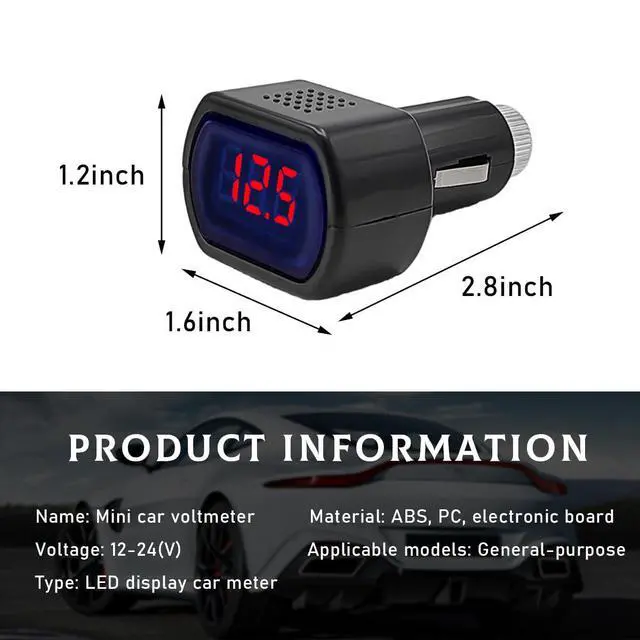 Alt view image 2 of 6 - Car LED Display Voltmeter, DC 12V 24V Battery Voltage Tester Digital Panel Meter, Electric Voltage Gauge Monitor for Car Truck Motorcycle, Universal Car Accessories