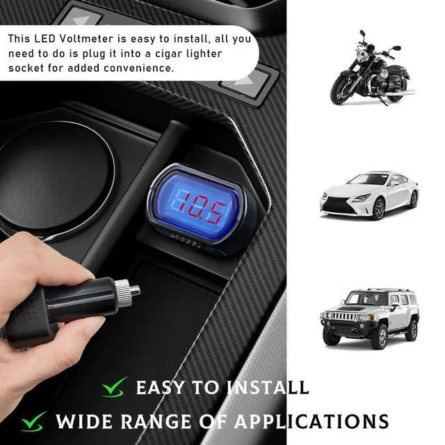 Alt view image 6 of 6 - Car LED Display Voltmeter, DC 12V 24V Battery Voltage Tester Digital Panel Meter, Electric Voltage Gauge Monitor for Car Truck Motorcycle, Universal Car Accessories
