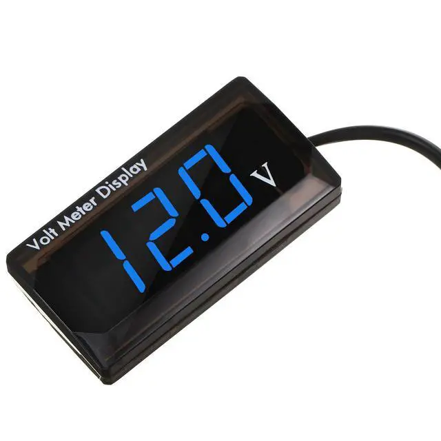 Alt view image 2 of 7 - 2 Pieces DC 4 to 28V Car Digital Voltmeter 12V Voltage Meter Car Audio Gauge LED Display 12V Waterproof Voltage Gauge Meter for Motorcycle(Blue Light)