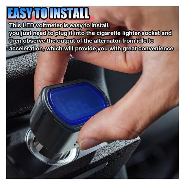Alt view image 3 of 7 - Car LED Digital Voltmeter, DC 12V/24V Cigarette Lighter Voltage Meter, Volt Gauge Battery Monitor, Digital Voltage Display for Auto Car Truck