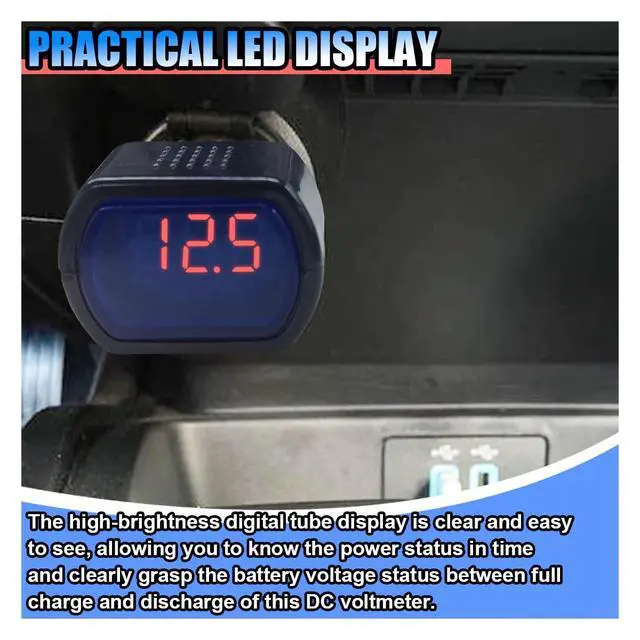 Alt view image 6 of 7 - Car LED Digital Voltmeter, DC 12V/24V Cigarette Lighter Voltage Meter, Volt Gauge Battery Monitor, Digital Voltage Display for Auto Car Truck