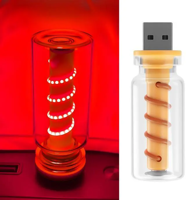 Main image of USB Light for Car, Touch Dimmable Retro Interior Lamp LED Ambient Lighting, Portable Mini Glass Bottle LED Bulb Night Light for Vehicle Bedroom Hallway Camping Holiday Decoration (Red)