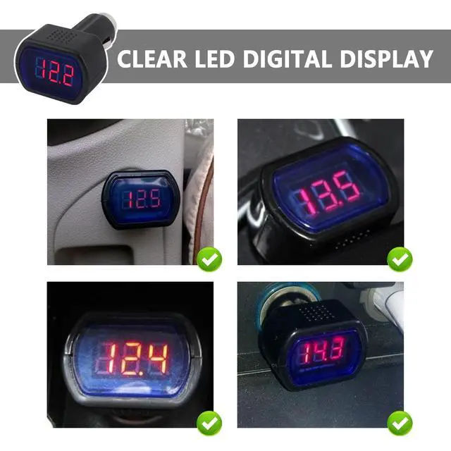 Alt view image 6 of 7 - Car LED Cigarette Lighter Voltage Meter,Digital Display Car Battery Monitor 12V,Universal Electric Battery Voltage Meter Car Accessories for Most Cars Trucks SUVs Motorcycles (2PCS)