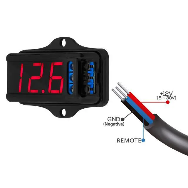 Alt view image 4 of 6 - Automotive Digital Voltmeter VTR 1000 Black, Red LED Automotive Car Audio, Digital Display, Measure and Monitor Electrical Voltage of The Battery, Easy to Install