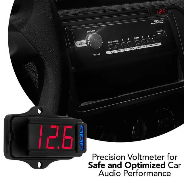 Alt view image 3 of 6 - Automotive Digital Voltmeter VTR 1000 Black, Red LED Automotive Car Audio, Digital Display, Measure and Monitor Electrical Voltage of The Battery, Easy to Install
