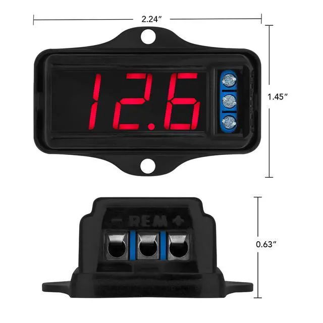 Alt view image 5 of 6 - Automotive Digital Voltmeter VTR 1000 Black, Red LED Automotive Car Audio, Digital Display, Measure and Monitor Electrical Voltage of The Battery, Easy to Install