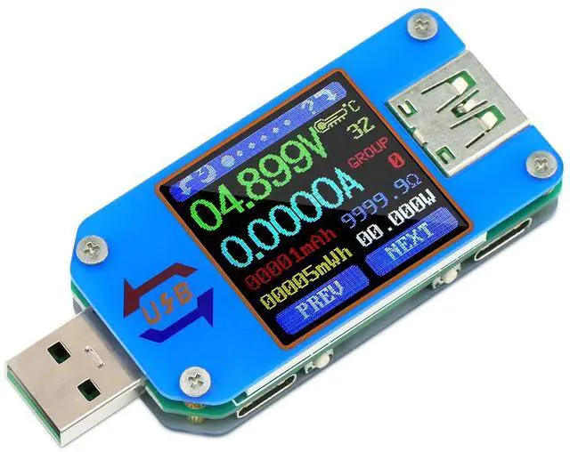 Main image of USB Power Meter, DC 4-24V 5A LCD USB A&C Voltage Current Display USB Tester Multimeter, Test Speed of Charger Cables, Capacity of Power Bank, QC 2.0 3.0