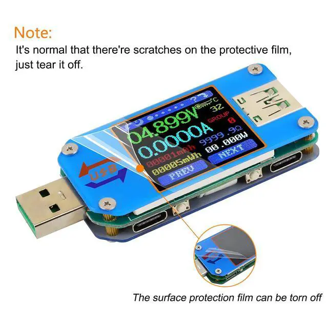 Alt view image 2 of 7 - USB Power Meter, DC 4-24V 5A LCD USB A&C Voltage Current Display USB Tester Multimeter, Test Speed of Charger Cables, Capacity of Power Bank, QC 2.0 3.0