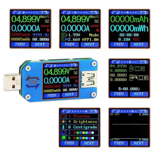 Alt view image 3 of 7 - USB Power Meter, DC 4-24V 5A LCD USB A&C Voltage Current Display USB Tester Multimeter, Test Speed of Charger Cables, Capacity of Power Bank, QC 2.0 3.0