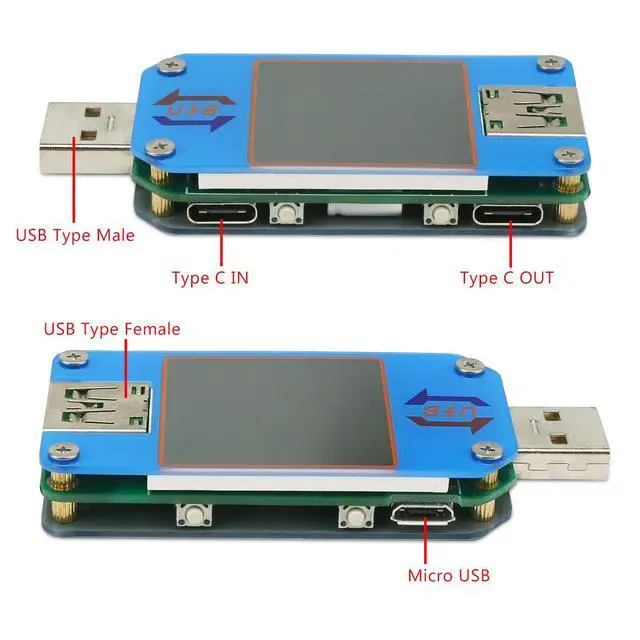 Alt view image 4 of 7 - USB Power Meter, DC 4-24V 5A LCD USB A&C Voltage Current Display USB Tester Multimeter, Test Speed of Charger Cables, Capacity of Power Bank, QC 2.0 3.0