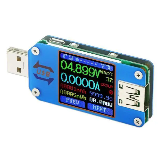 Alt view image 7 of 7 - USB Power Meter, DC 4-24V 5A LCD USB A&C Voltage Current Display USB Tester Multimeter, Test Speed of Charger Cables, Capacity of Power Bank, QC 2.0 3.0