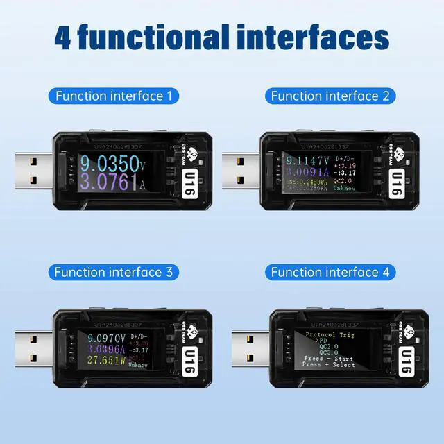 Alt view image 5 of 7 - USB Tester Power Meter, 4-25V 5A PD Tester Digital Multimeter, Voltage and Current Tester Meter Voltmeter, Power Bank Capacity USB Cable Charger Detector,Compatible with QC2.0/3.0