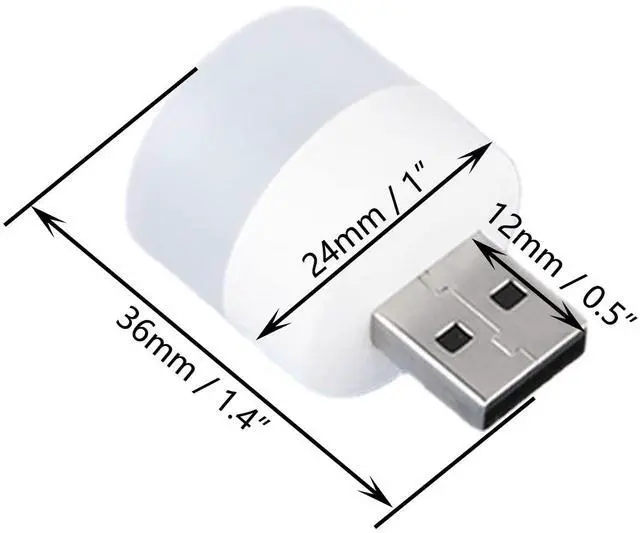 Alt view image 2 of 4 - 20X Mini USB LED Night Light Lamp, Portable Lighting Bulb for Auto Car, Bedroom, Nursery, Bathroom (10X White & 10X Warm)