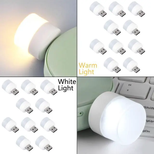 Alt view image 4 of 4 - 20X Mini USB LED Night Light Lamp, Portable Lighting Bulb for Auto Car, Bedroom, Nursery, Bathroom (10X White & 10X Warm)