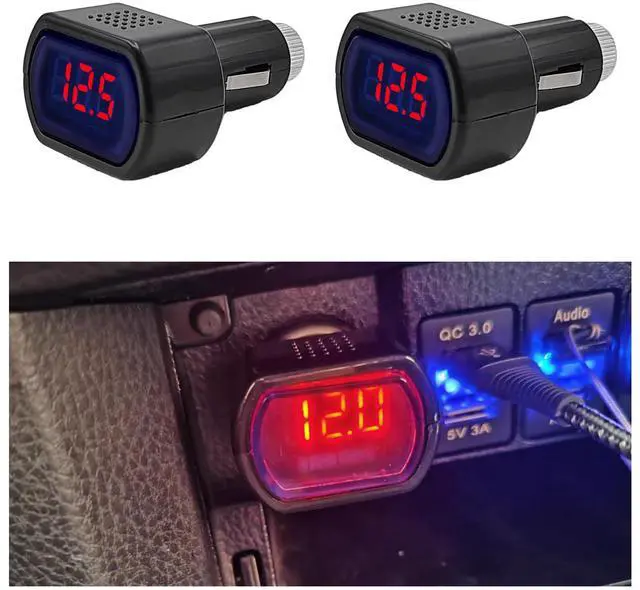 Main image of 2 PCS Car LED Cigarette Lighter Voltmeter, DC 12V 24V Battery Voltage Digital Panel Meter, Universal Auto Electric Volt Gauge Monitor, Car Accessories for Motorcycle Truck