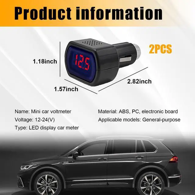Alt view image 2 of 6 - 2 PCS Car LED Cigarette Lighter Voltmeter, DC 12V 24V Battery Voltage Digital Panel Meter, Universal Auto Electric Volt Gauge Monitor, Car Accessories for Motorcycle Truck