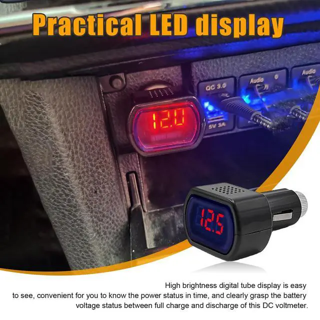 Alt view image 5 of 6 - 2 PCS Car LED Cigarette Lighter Voltmeter, DC 12V 24V Battery Voltage Digital Panel Meter, Universal Auto Electric Volt Gauge Monitor, Car Accessories for Motorcycle Truck