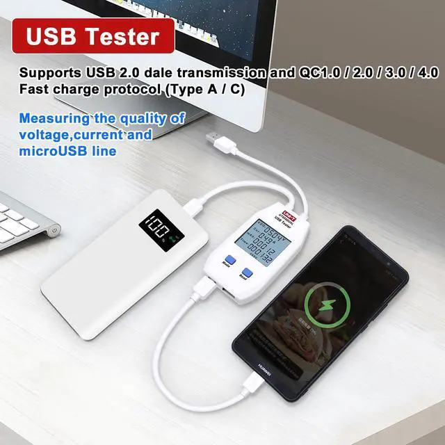 Alt view image 2 of 7 - LCD USB Type C Digital Tester - Power Voltage Amps Meter Current Capacity Cable Tester Tool, UT658Dual DC 4-24V Voltmeter Ammeter Detector Inspecting Portable Power Sources