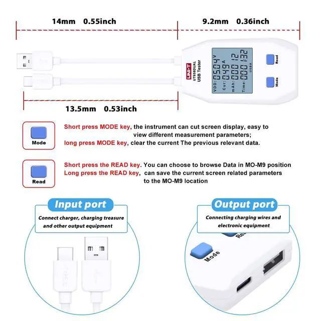 Alt view image 3 of 7 - LCD USB Type C Digital Tester - Power Voltage Amps Meter Current Capacity Cable Tester Tool, UT658Dual DC 4-24V Voltmeter Ammeter Detector Inspecting Portable Power Sources